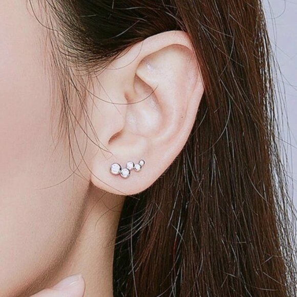 ✨ Unique 925 Silver Plated White CZ Stud Earrings For Women, FB16FA1167 - Picture 4 of 4